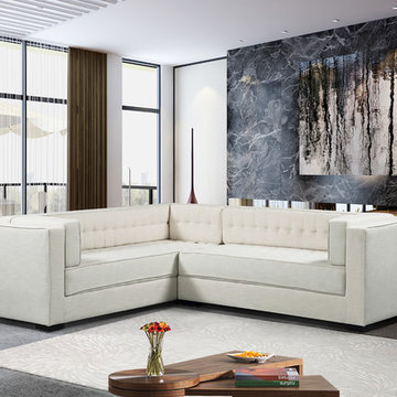 Chic Home Lorenzo Left Facing Sectional Sofa, Ecru Linen