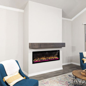 Custom Electric Fireplace Accent Wall with Alder Mantel