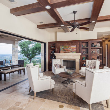 Main living opens to outdoor living- 2014 Parade Home in Willie Nelson's Tierra