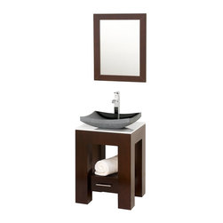 Wyndham Collection Amanda 22" Vanity with White Man-Made Stone Top,Black Granite - Bathroom Vanities And Sink Consoles