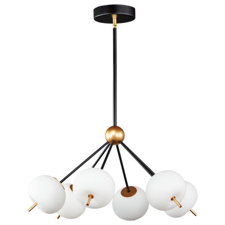 ET2 Lighting E25116-92BKGLD Quest 6-Light LED Pendant in Black / Gold