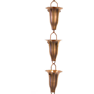 Honeysuckle Copper Rain Chain with Installation Kit, 8 Foot