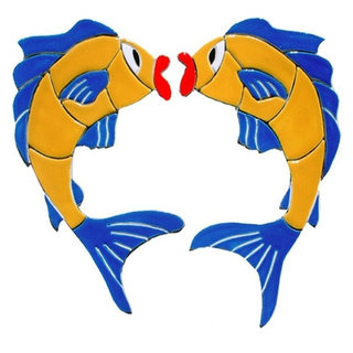 Kissing Fish Ceramic Pool Mosaic by Degroot Studios