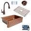 Adams 33" Farmhouse Copper Kitchen Sink, Canton Faucet and Disposal Drain