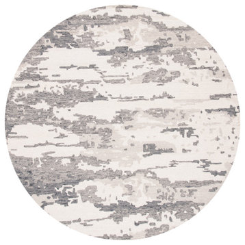 Safavieh Abstract Collection, ABT465 Rug, Charcoal/Ivory, 6'x6' Round
