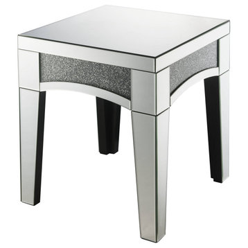 Acme End Table With Mirrored And Faux Stones 84677