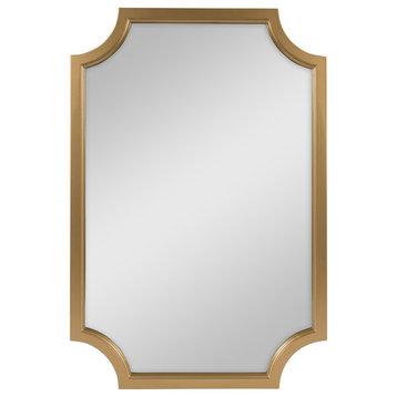 Kate and Laurel, Hogan Wood Framed Mirror With Scallop Corners, 24 x 36", Gold