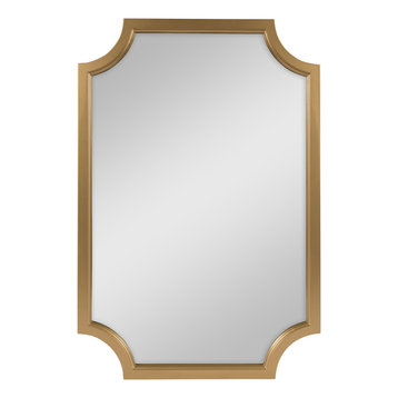 Kate and Laurel, Hogan Wood Framed Mirror With Scallop Corners, 24 x 36", Gold