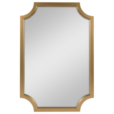 Kate and Laurel, Hogan Wood Framed Mirror With Scallop Corners, 24 x 36", Gold