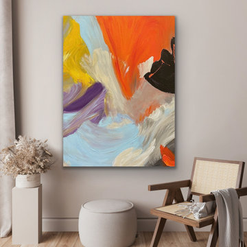 60x40 In Original Large colorful abstract Painting Light blue wall art