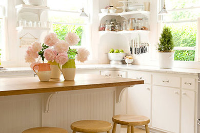 Beach style kitchen photo in Boston