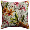 Handmade 16"x16" Printed Quilted MultiPink Cotton Cushion Cover - Tiger Lily