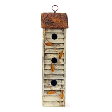 Rustic Garden Distressed Hanging Rectangle Wooden Birdhouse