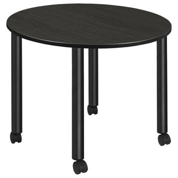 Regency Kee Large 48 in. Round Breakroom Table- Ash Grey Top, Black Mobile Legs