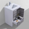 KubeBath Dolce 24" Bathroom Vanity, White Quartz Countertop, High Gloss White, A