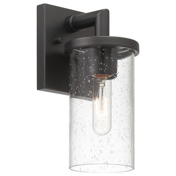 Designers Fountain Otto 11.5" 1-Light Wall Lantern, Black/Clear Seedy