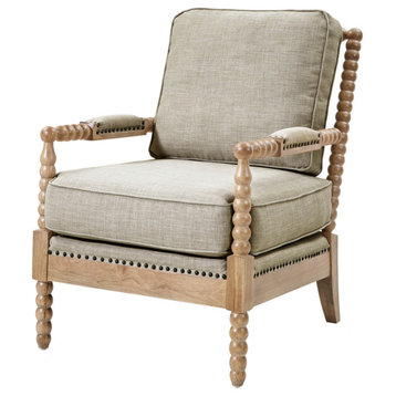 Madison Park Accent Chair Padded Arm Rest Farmhouse Style Chair, Light Grey