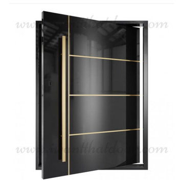 Pivot Door Bronco Gold Custom 61X96 Left Hand Inswing, Flat Black
