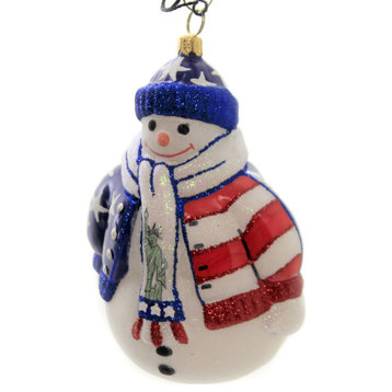 Joy To The World Land Of The Free Snowman Ornament Patriotic Stars Zkp4198free