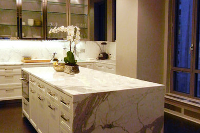 Example of a minimalist kitchen design in New York