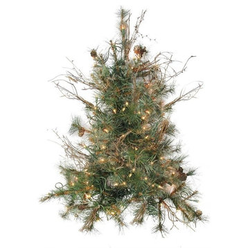 Pre-Lit Mixed Pine Christmas Wall or Door Tree, 2'x18"