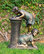 Alpine Boy and Girl Water Fountain, LED Light, Antique Bronze Finish, 27" Tall