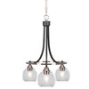 Paramount 3-Light Chandelier, Matte Black & Brushed Nickel, 5.75" Clear Bubble