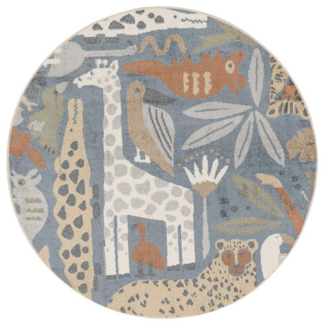 Nourison Astra Machine Washable 7'10" x Round Multicolor Kids Indoor Rug