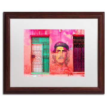 'Che On The Wall Havana' Matted Framed Art, Wood Frame, White Matte, 20x16