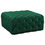 Meridian Furniture - Ariel Velvet Upholstered Ottoman/Bench, Green - Make this Ariel green velvet ottoman/bench part of your relaxation ritual. This welcoming ottoman has a lavish look with its deep button-tufting and lush velvet upholstery. The soft green color lends a cheery feel to your room and has a shiny sheen that gives it a sumptuous and welcoming look. This glamorous-looking ottoman is an ideal foot prop at the end of the day and also doubles as an additional seat on family game night.