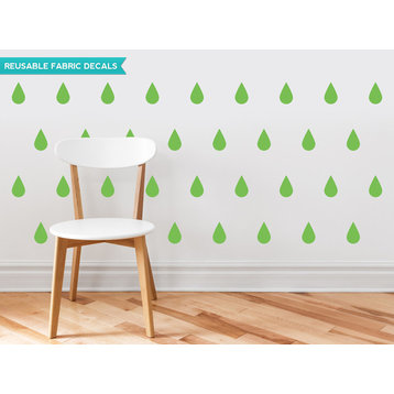 Raindrop Fabric Wall Decals, Set of 40, Green