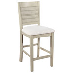 OSP Home Furnishings - Walden 24" Cane Back Counter Stool  with White Base and Linen White Fabric Seat - Walden 24" Cane Back Counter Stool  with White Base and Linen White Fabric Seat