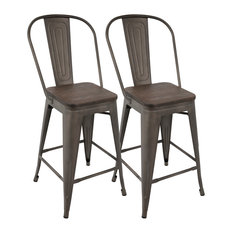 Brikk - Prospect Counter Stools, Set of 2, Antique and Espresso - Bar Stools and Counter Stools