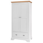Bentley Designs - Hampstead 2-Tone Painted Furniture Double Wardrobe - Hampstead Two Tone Painted Double Wardrobe offers elegance and practicality for any home. Soft-grey paint finish contrasts beautifully with warm American Oak veneer tops, guaranteed to make a beautiful addition to any home.