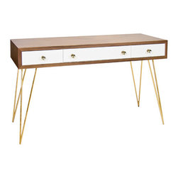 Worlds Away Brent Console with Gold Hairpin Legs - Desks And Hutches