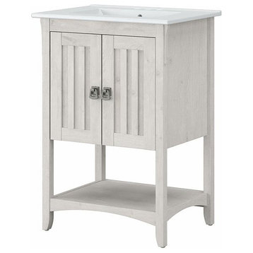 Bush Salinas 24"W Engineered Wood Bathroom Vanity with Sink in Linen White Oak