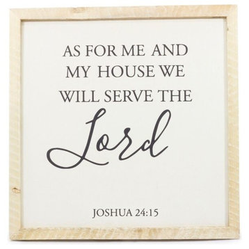 Framed Canvas Print Cursive "We will serve the Lord", 24x24