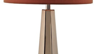 Copper 60W E14 Table Lamp Complete With Orange Linen Shade