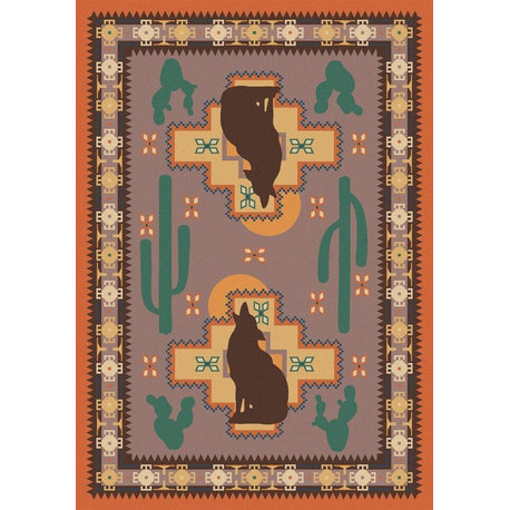 Howl at the Moon Rug, Coral, 8'x11', Rectangle