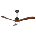 GETLEDEL - 52" 3-blade Propeller LED Ceiling Fan With Remote and Light Kit - This 52" propeller ceiling fan comes with LED light covered by opal white glass that will keep home interior inspired. Three walnut solid wood blades pairing the black metal shell reflects the elegant design of the fan. Reversible DC motor can change the direction of your fan to provide cool air in summer and ventilation in winter. The memory function allows the light to be turned on at your preferred setting every time. This 3-blade ceiling fan is ideal for living room, bedroom, dining rooms, kitchen or family rooms.
