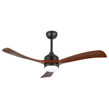 52" 3-blade Propeller LED Ceiling Fan With Remote and Light Kit