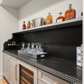 Negresco Honed Granite Bar with Elite over Bullnose Edges, Backsplash, Ledge, an