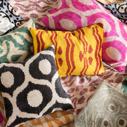 Silk Velvet Ikat Pillows - Decorative Pillows