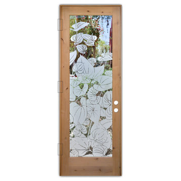 Front Door - Anthurium - Alder Knotty - 36" x 84" - Knob on Right - Push Open