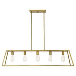 Savoy House - Denton 5-Light Linear Chandelier, Warm Brass - The Denton is simple yet supremely stylish, featuring clean, modern lines, an open metal frame and a trendy brass finish.