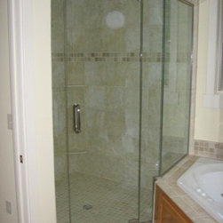 Framless Return Shower Doors with Knee Walls - Shower Doors