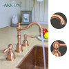Two-Handle Copper Widespread Bathroom Sink Faucet, Copper