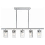 Livex Lighting - Livex Lighting 40594-05 Harding - Five Light Linear Chandelier - The transitional style of the Harding five light lHarding Five Light L Polished Chrome Clea *UL Approved: YES Energy Star Qualified: n/a ADA Certified: n/a  *Number of Lights: Lamp: 5-*Wattage:100w Medium Base bulb(s) *Bulb Included:No *Bulb Type:Medium Base *Finish Type:Polished Chrome