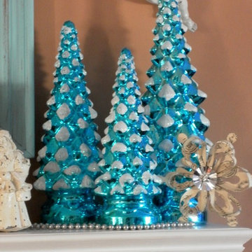 Turquoise Blue Mercury Glass Christmas Trees
