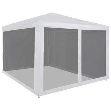 vidaXL Party Tent Outdoor Canopy Tent Gazebo Marquee with 4 Mesh Sidewalls, White, 118.1" X 118.1"